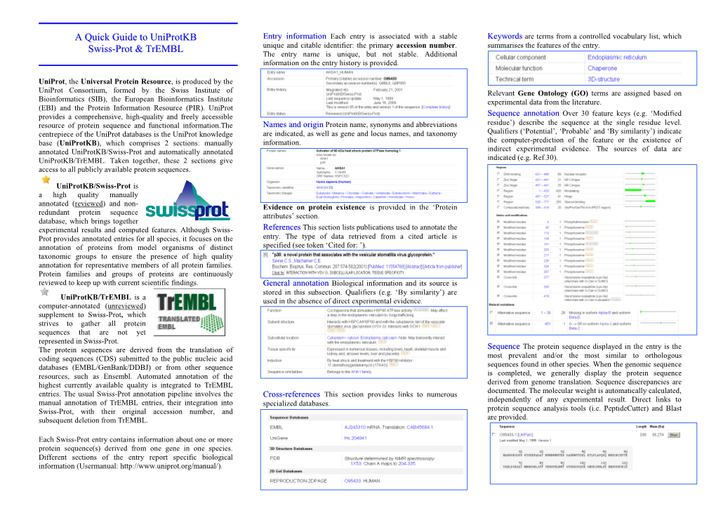 A Quick Guide to Swiss-Prot & Trembl