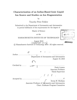 Characterization of an Iodine-Based Ionic Liquid Ion Source and Studies