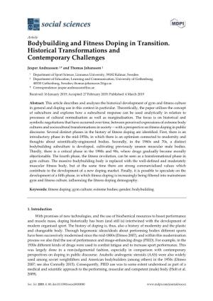 Bodybuilding and Fitness Doping in Transition. Historical Transformations and Contemporary Challenges