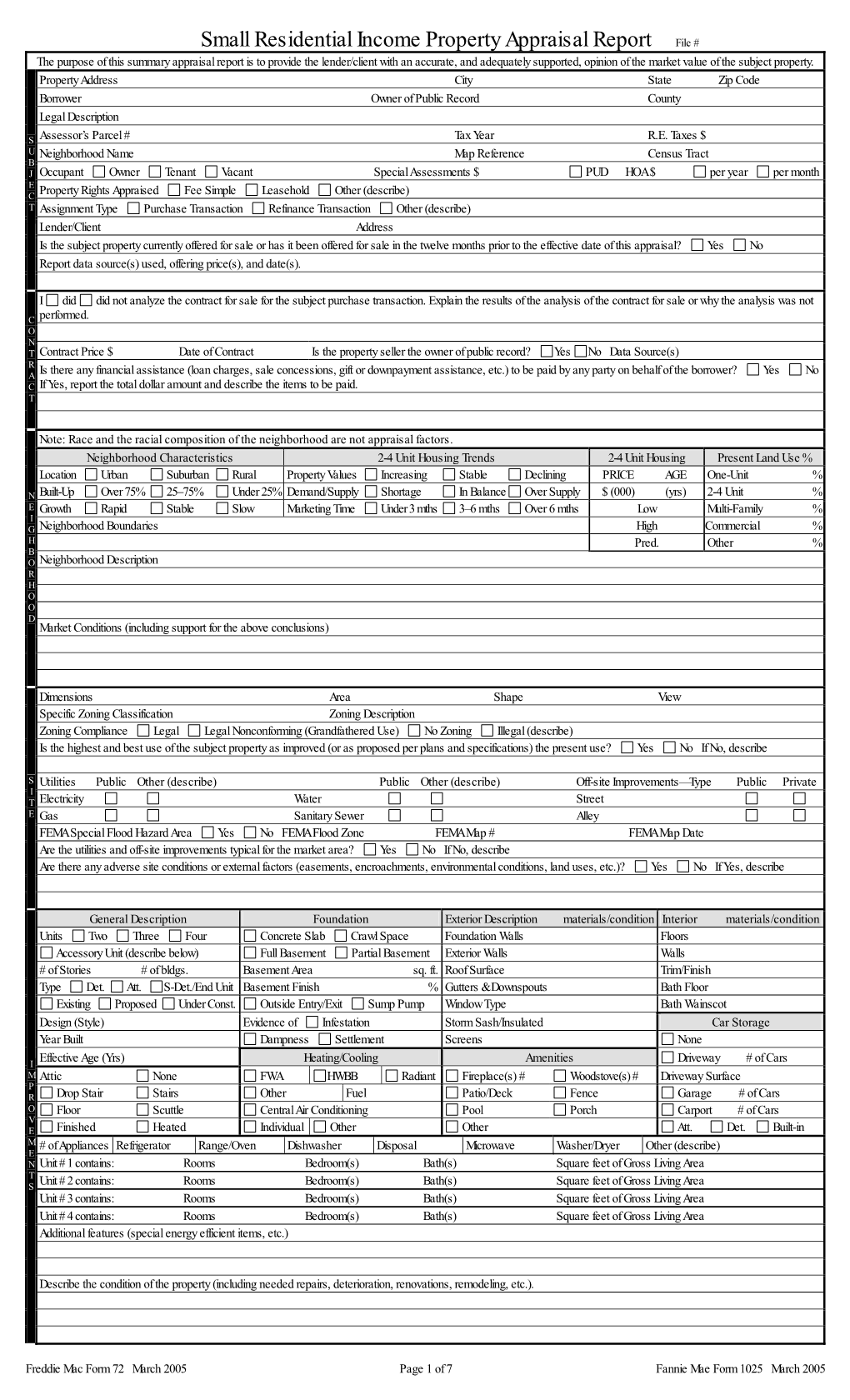 Small Residential Income Property Appraisal Report File