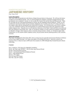 JAPANESE HISTORY Paul Clark, Ph.D