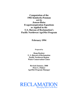 Kimberly-Penman Evapotranspiration Model