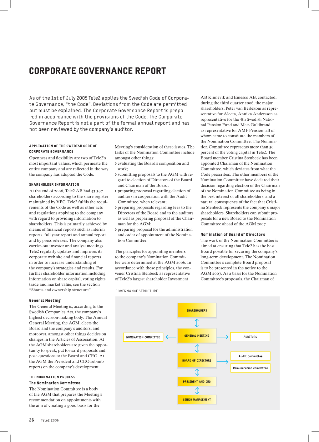 Corporate Governance Report and Internal Control Report 2006