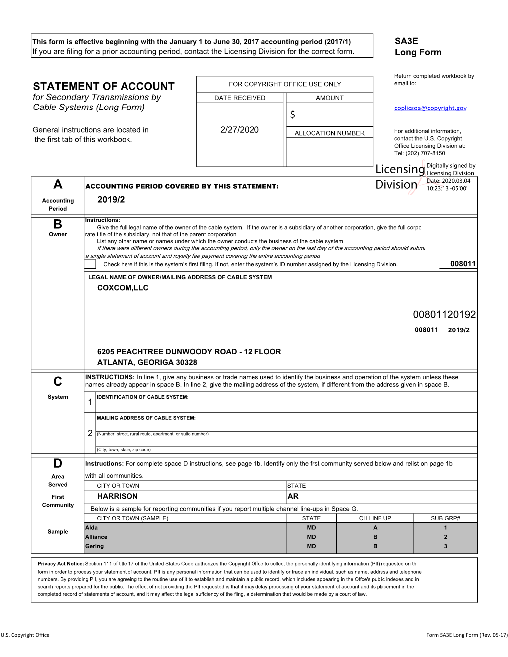 A D C B Licensing Division