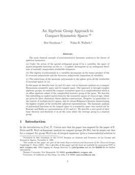 An Algebraic Group Approach to Compact Symmetric Spaces ∗†