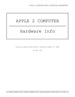 Apple 2 Computer Family Technical Information
