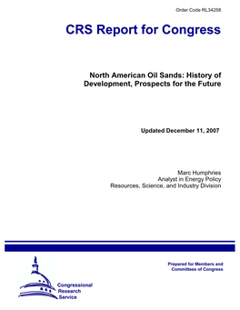 North American Oil Sands: History of Development, Prospects for the Future