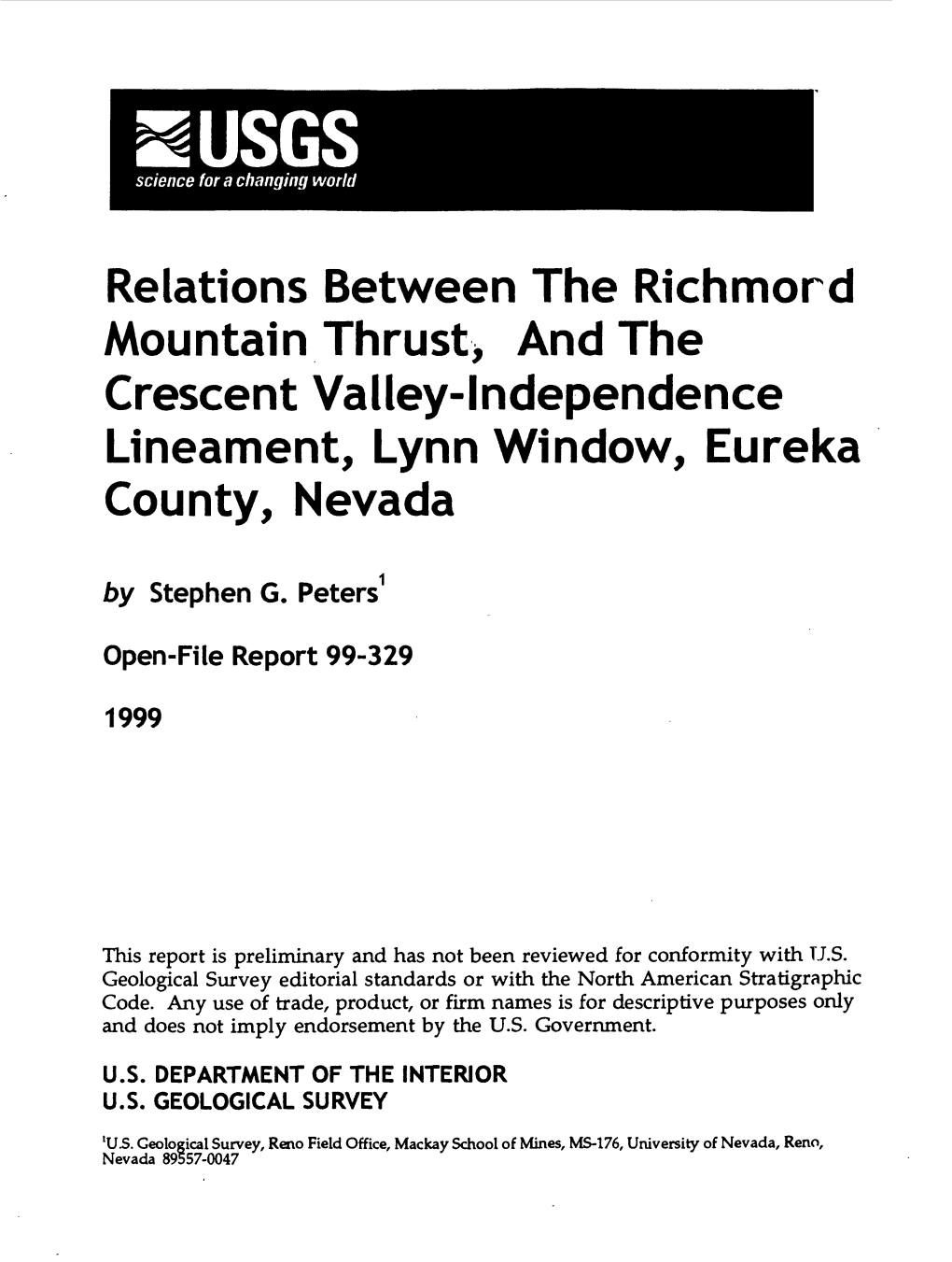 Relations Between the Richmond Mountain Thrust> and The