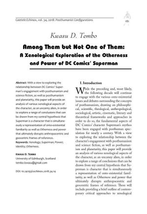 Kwasu D. Tembo Among Them but Not One of Them: a Xenological Exploration of the Otherness and Power of DC Comics’ Superman