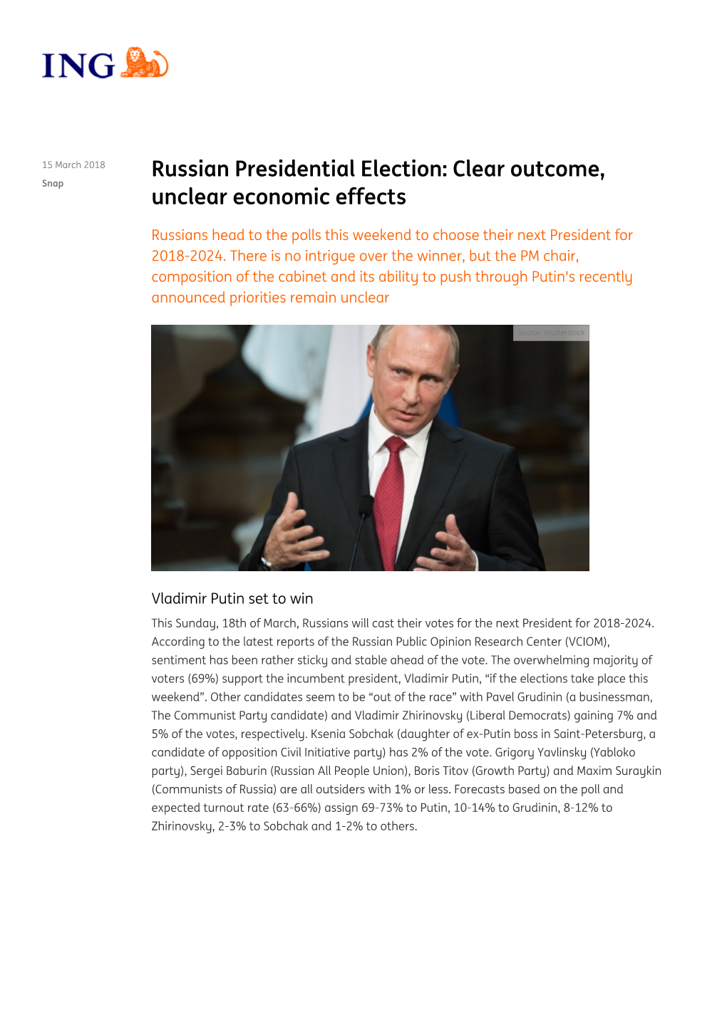 PDF | Russian Presidential Election: Clear Outcome