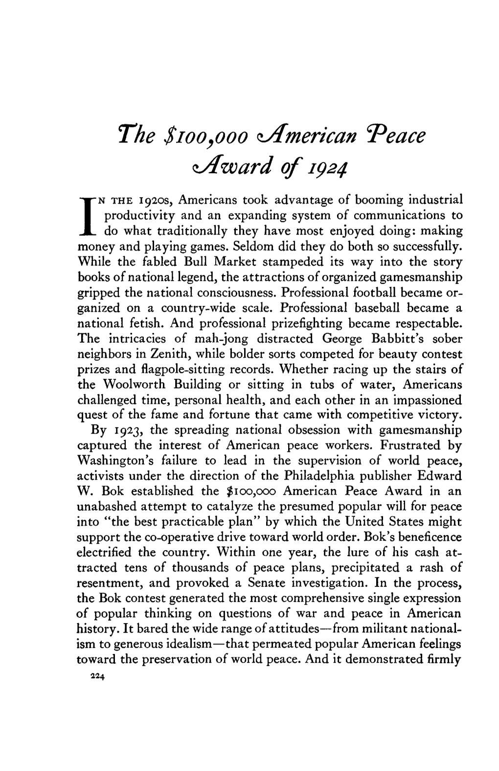The $100,000 ^American 'Peace &lt;Iaward of 1924