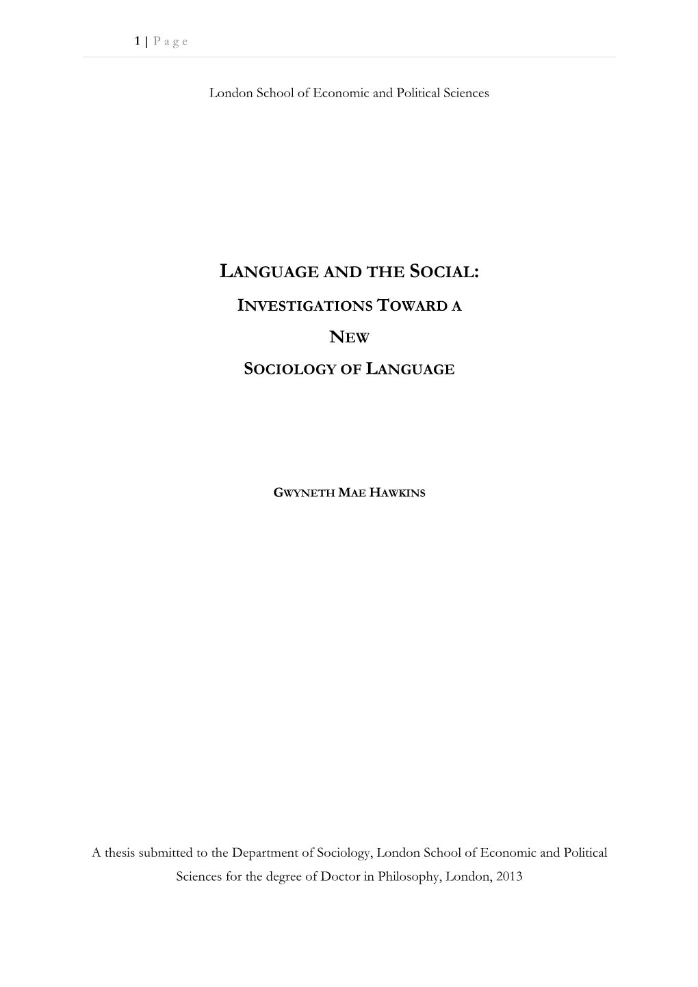 Language and the Social