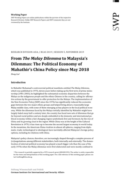 From the Malay Dilemma to Malaysia's Dilemmas: the Political