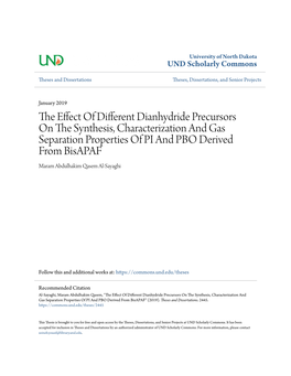The Effect of Different Dianhydride Precursors on the Synthesis, Characterization and Gas Separation Properties of Pi and Pbo Derived from Bisapaf