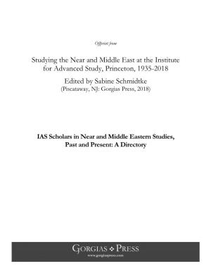Studying the Near and Middle East at the IAS Directory of Scholars