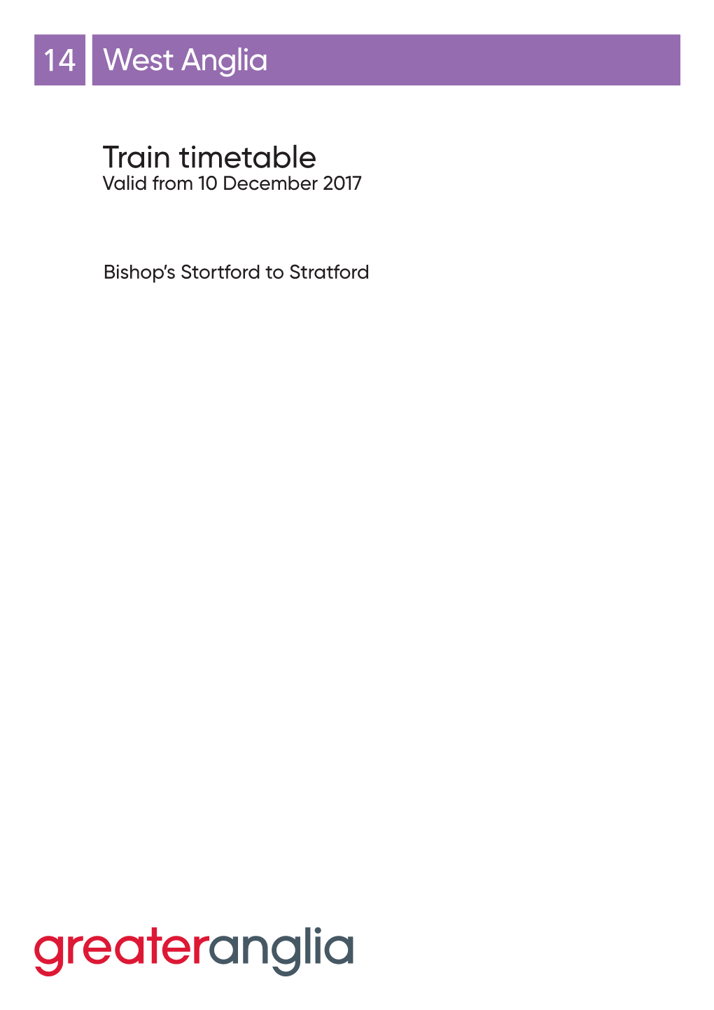 Train Timetable West Anglia