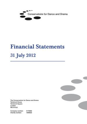 Financial Statements 31 July 2012