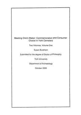 Meeting One's Maker: Commemoration and Consumer Choice in York Cemetery