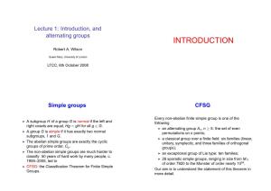 Introduction, and Alternating Groups INTRODUCTION Robert A