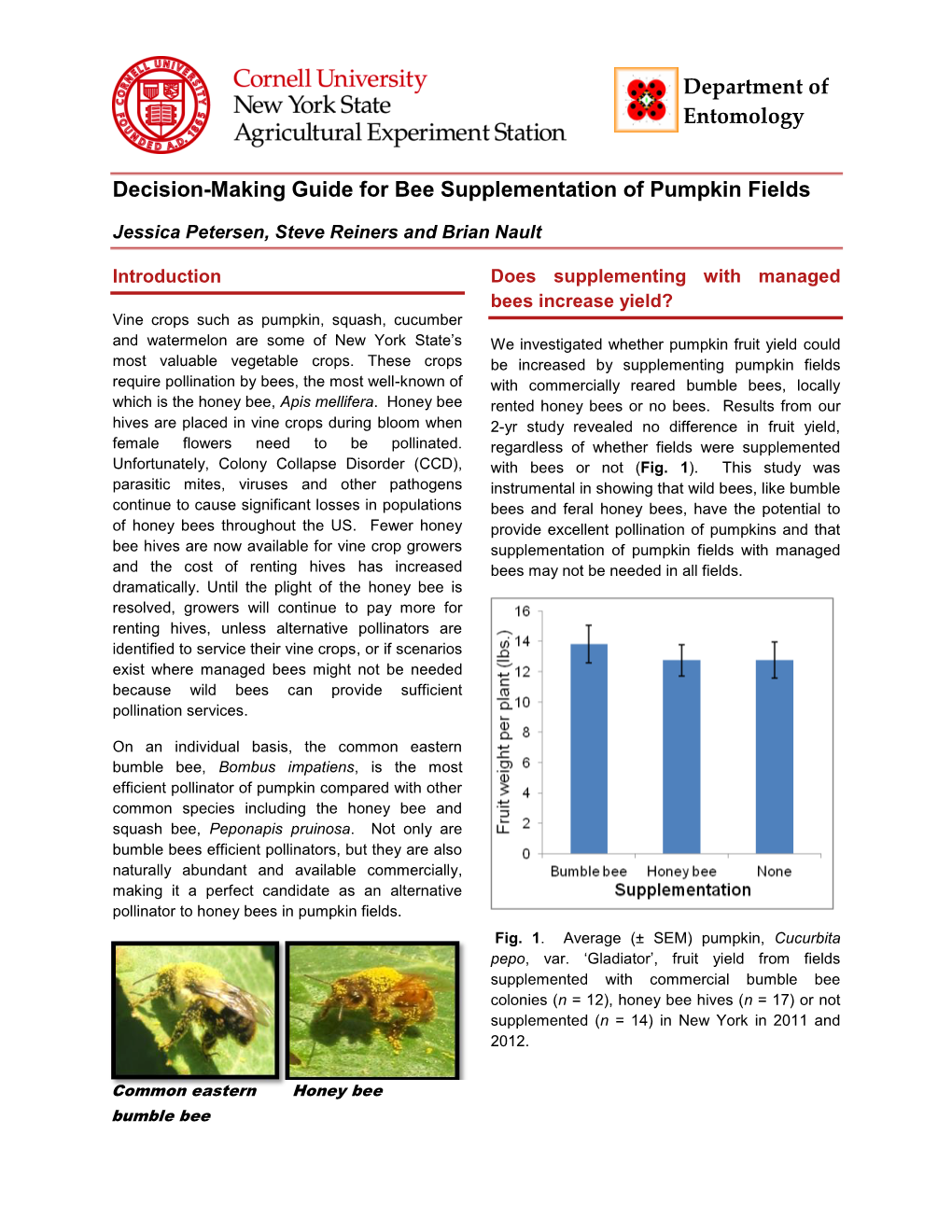 Department of Entomology Decision-Making Guide for Bee