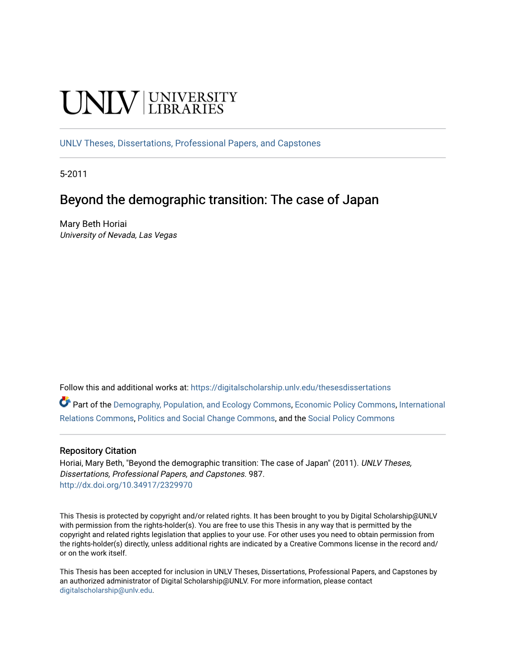 Beyond the Demographic Transition: the Case of Japan