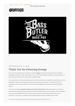 Bass Butler Manual – Orange Amps