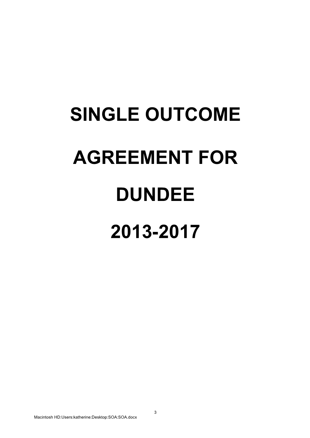 Single Outcome Agreement for Dundee 2013-2017