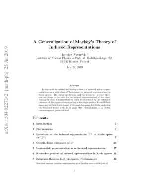 A Generalization of Mackey's Theory of Induced Representations