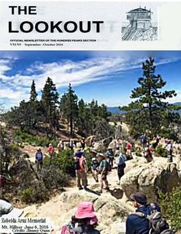 LOOKOUT OFFICIAL NEWSLETTER of the HUNDRED PEAKS SECTION V53 NS September - October 2016 27Th Waterman
