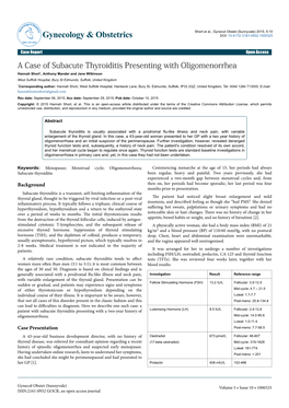 A Case of Subacute Thyroiditis Presenting with Oligomenorrhea