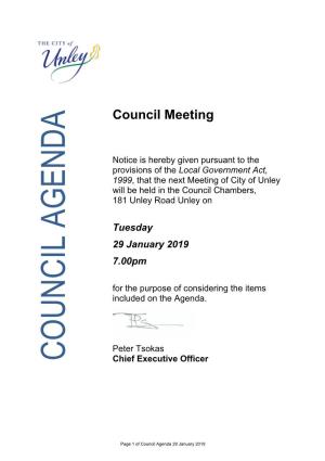 Council Agenda 29 January 2019