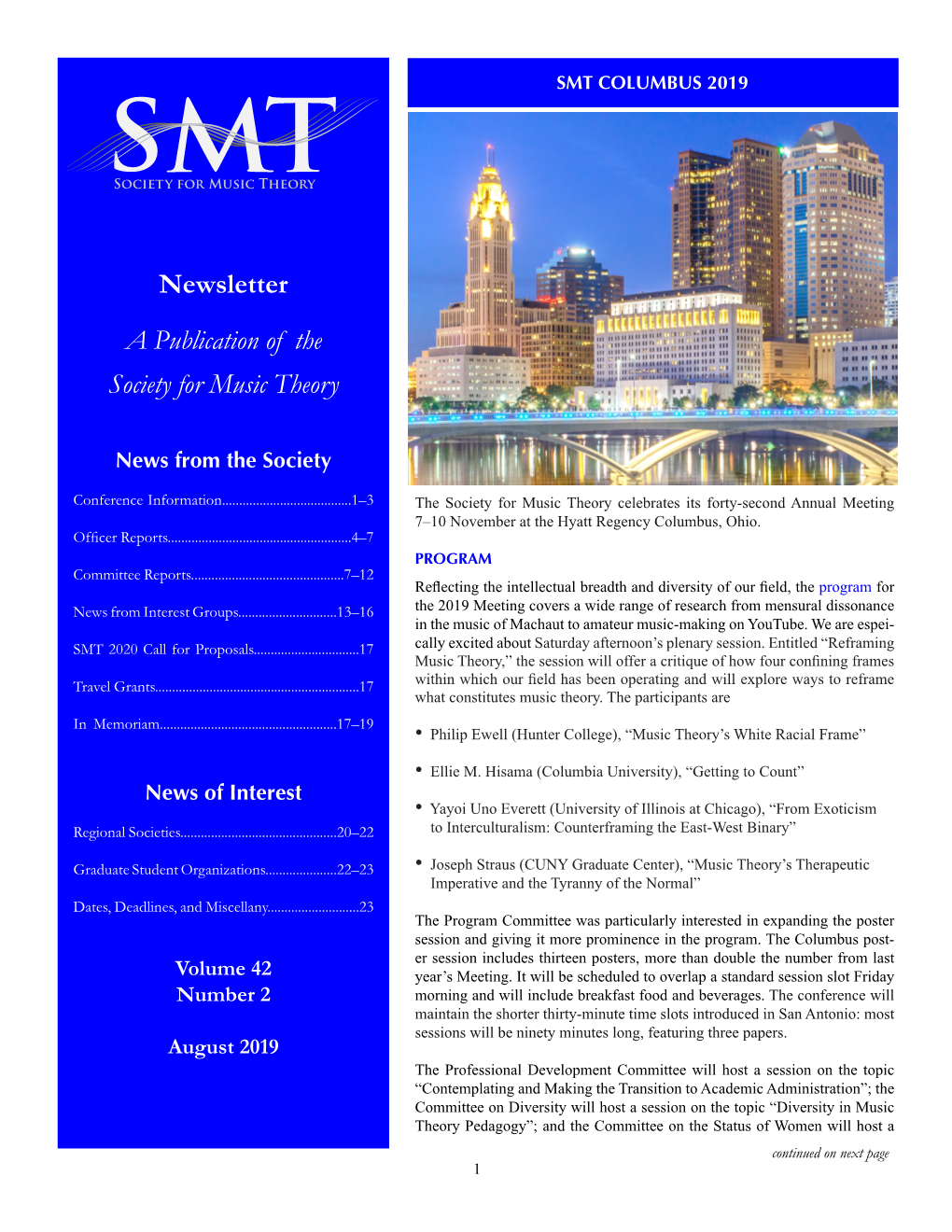 Newsletter a Publication of the Society for Music Theory