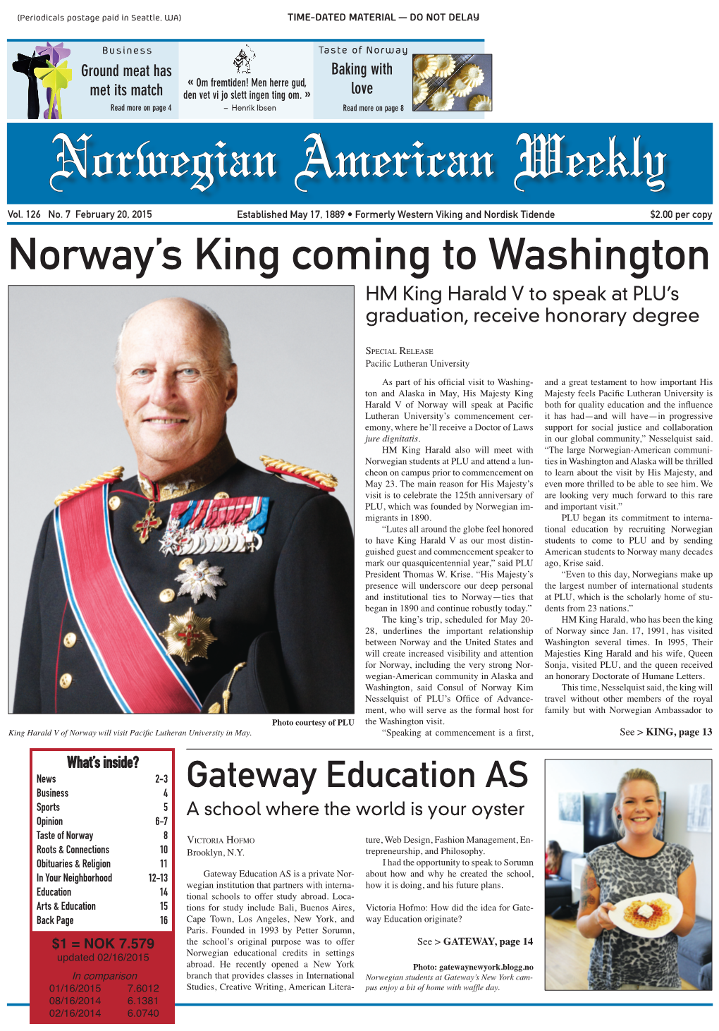 Norway's King Coming to Washington