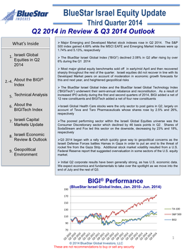 Bluestar Israel Equity Update Third Quarter 2014 Q2 2014 in Review & Q3 2014 Outlook