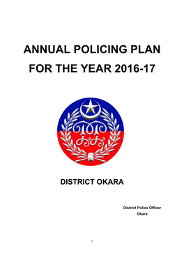 Annual Policing Plan for the Year 2016-17