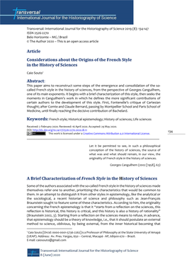 Article Considerations About the Origins of the French Style in The