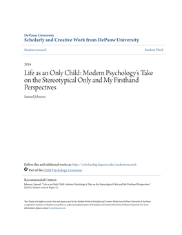 Life As an Only Child: Modern Psychology's Take on The