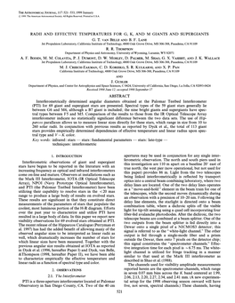 Radii and Effective Temperatures for G, K and M