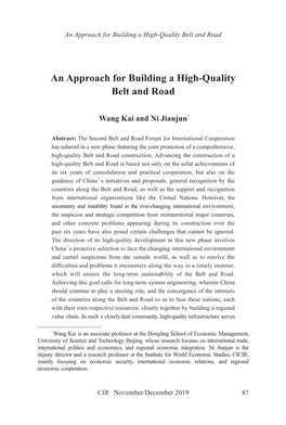 An Approach for Building a High-Quality Belt and Road.Pdf