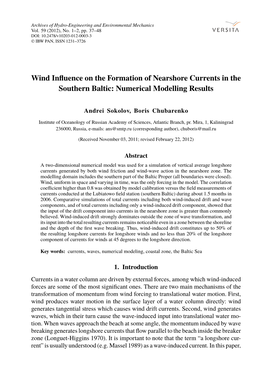Wind Influence on the Formation of Nearshore Currents in the Southern