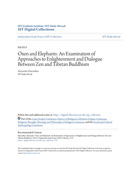 An Examination of Approaches to Enlightenment and Dialogue Between Zen and Tibetan Buddhism Alexander Macmillan SIT Study Abroad