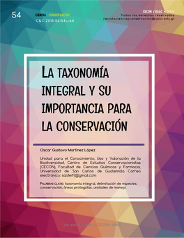 La Taxonomía Integral Y Su Importancia Para La Conservación