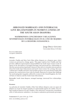 Arranged Marriages and Interracial Love Relationships in Women’S Cinema of the South Asian Diaspora