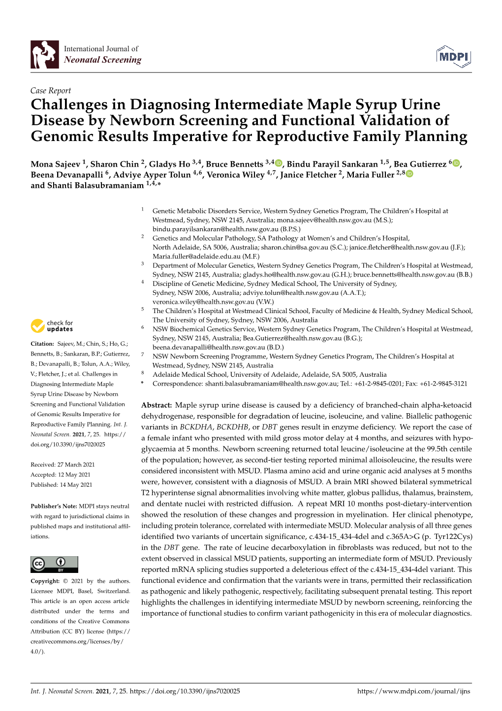 Challenges in Diagnosing Intermediate Maple Syrup Urine