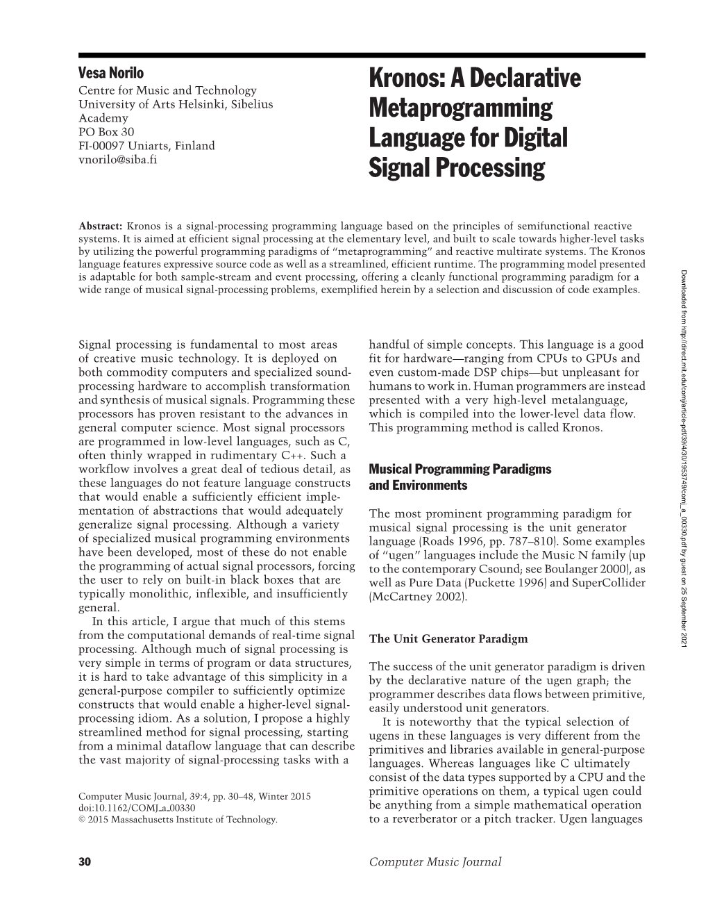 A Declarative Metaprogramming Language for Digital Signal