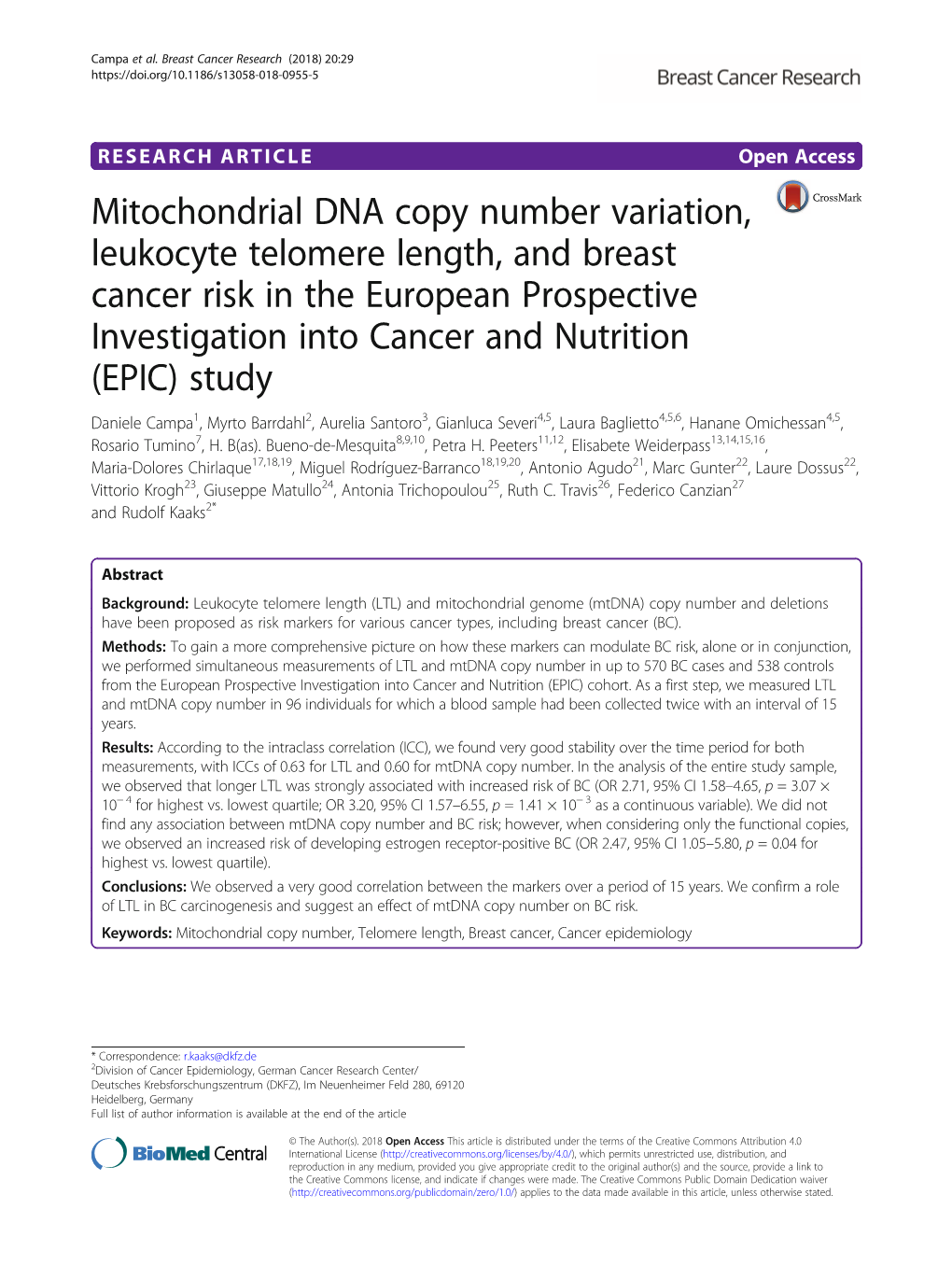 Mitochondrial DNA Copy Number Variation, Leukocyte Telomere Length