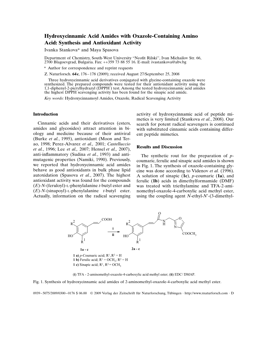 Hydroxycinnamic Acid Amides with Oxazole-Containing