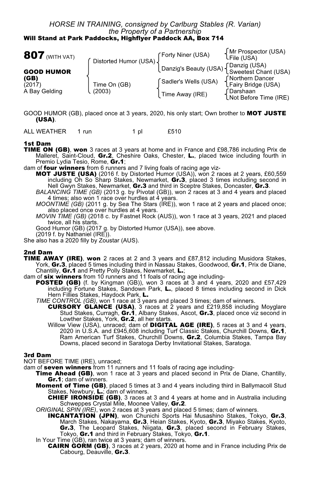 HORSE in TRAINING, Consigned by Carlburg Stables (R