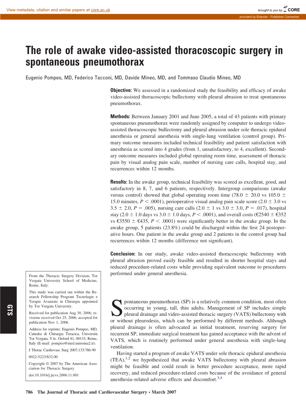 The Role of Awake Video-Assisted Thoracoscopic Surgery in Spontaneous Pneumothorax