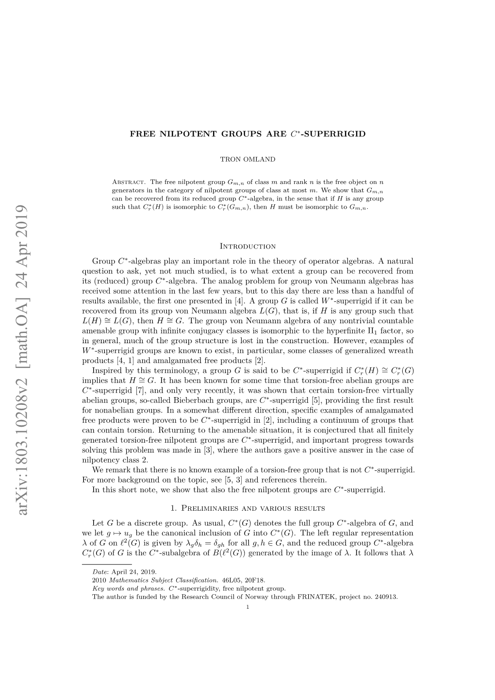 Free Nilpotent Groups Are C*-Superrigid